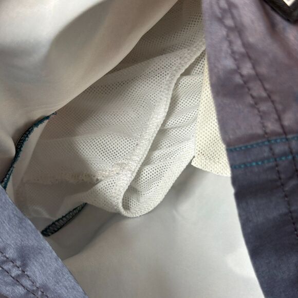 American Eagle Mens Swim Trunks Large Blue Pink Gradient Mountains Beach Resort - Picture 7 of 11